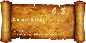 Oancsa Balda névjegykártya